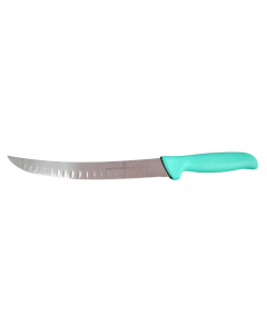 F Dick 10&quot; Breaking Knife - Scalloped Edge - Expert Grip - Green