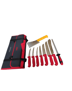 BEW 10 Piece Pro Butchers Knife Set - Red