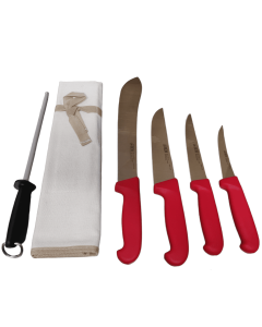 BEW 6 Piece Starter Butchers Knife Set - Red