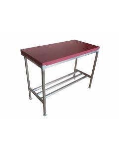 2" Poly Top with Stainless Steel Stand 5x2 ft  - Dark Red