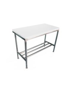 1" Poly Top with Stainless Steel Stand 3x2 ft - White