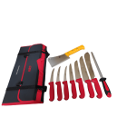 BEW 10 Piece Pro Butchers Knife Set - Red