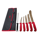 BEW 7 Piece Butchers Knife Set - Red