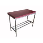 4" Poly Top With Stainless Steel Stand 5x2 ft - Dark Red