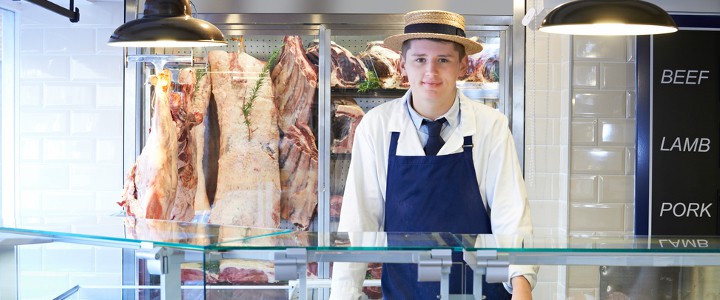 butcher in butchers shop