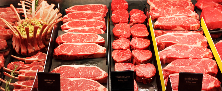 Steak in butchers window